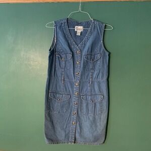 California Gold Rush Vintage 90s Denim Midi Dress Pockets Blue 12P